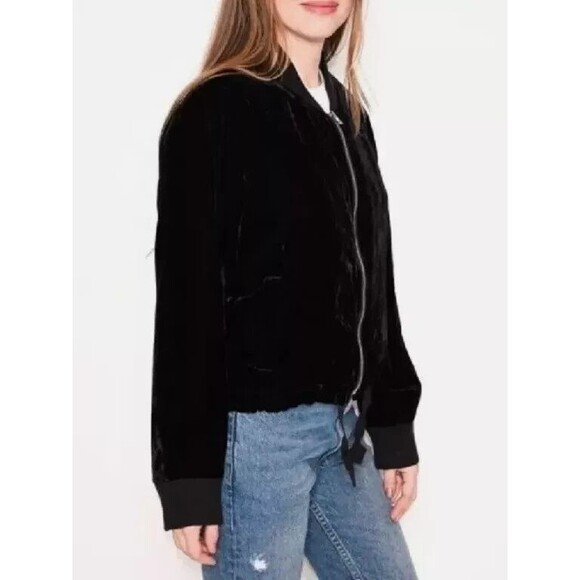 J.CREW Jackets & Blazers - J. CREW Black Luxe Velvet Zipper Front Jacket Women’s XS Romantic Soft bomber